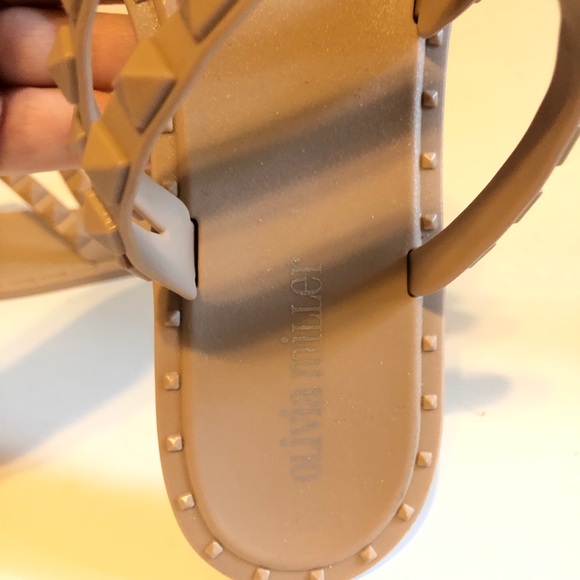 Sz 8 Olivia Miller Studded Jelly Slides Sandals Blush Pink/Nude NWOT - Picture 6 of 10